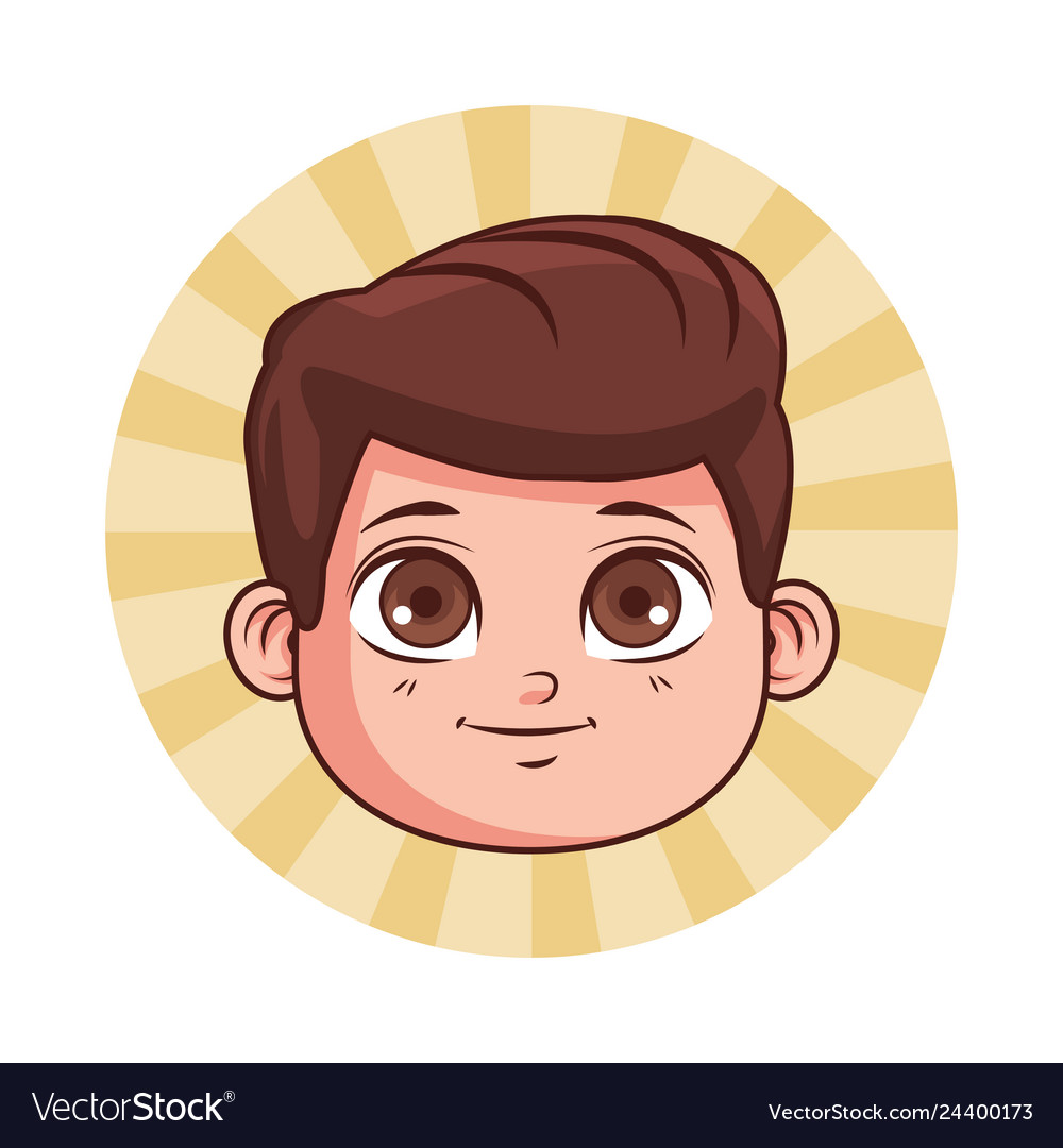 Cute boy face cartoon Royalty Free Vector Image