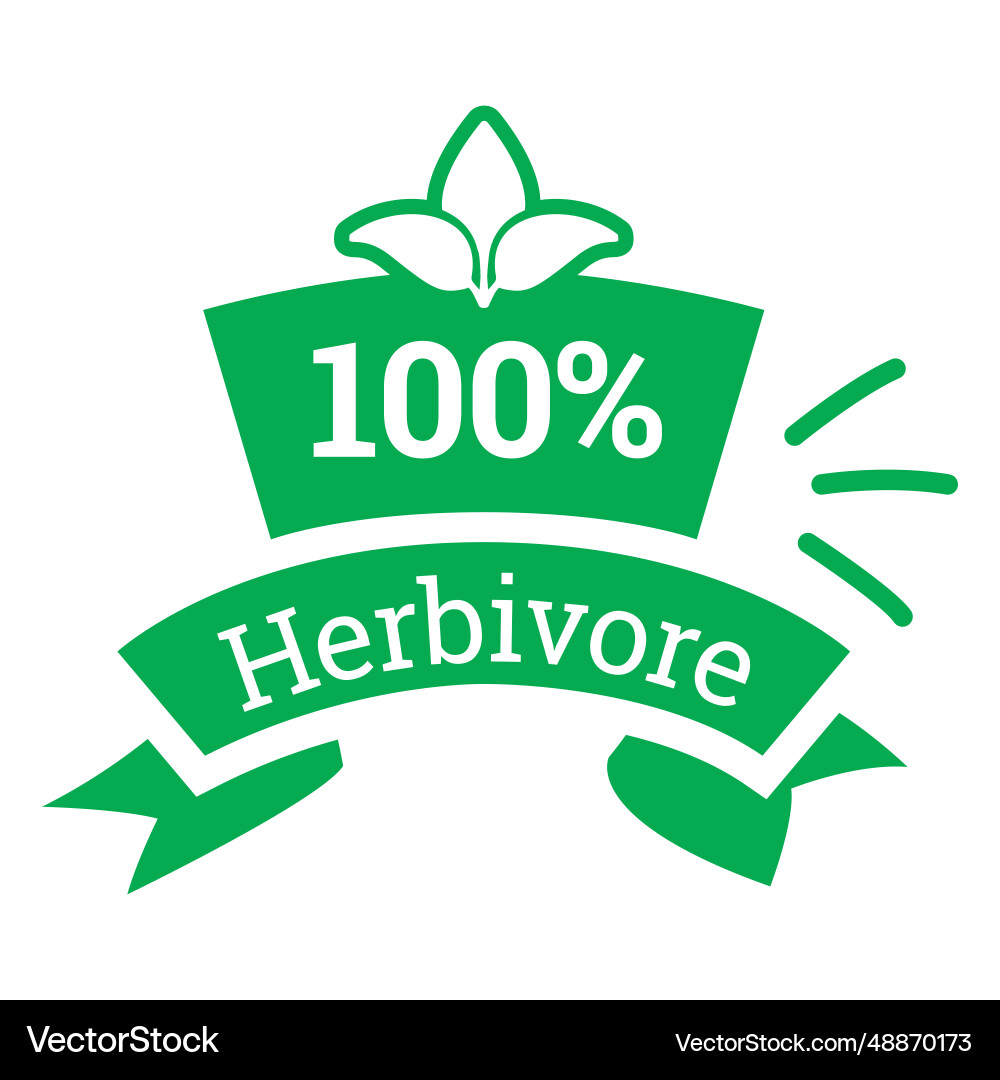 Green herbivore vegetarian badge Royalty Free Vector Image