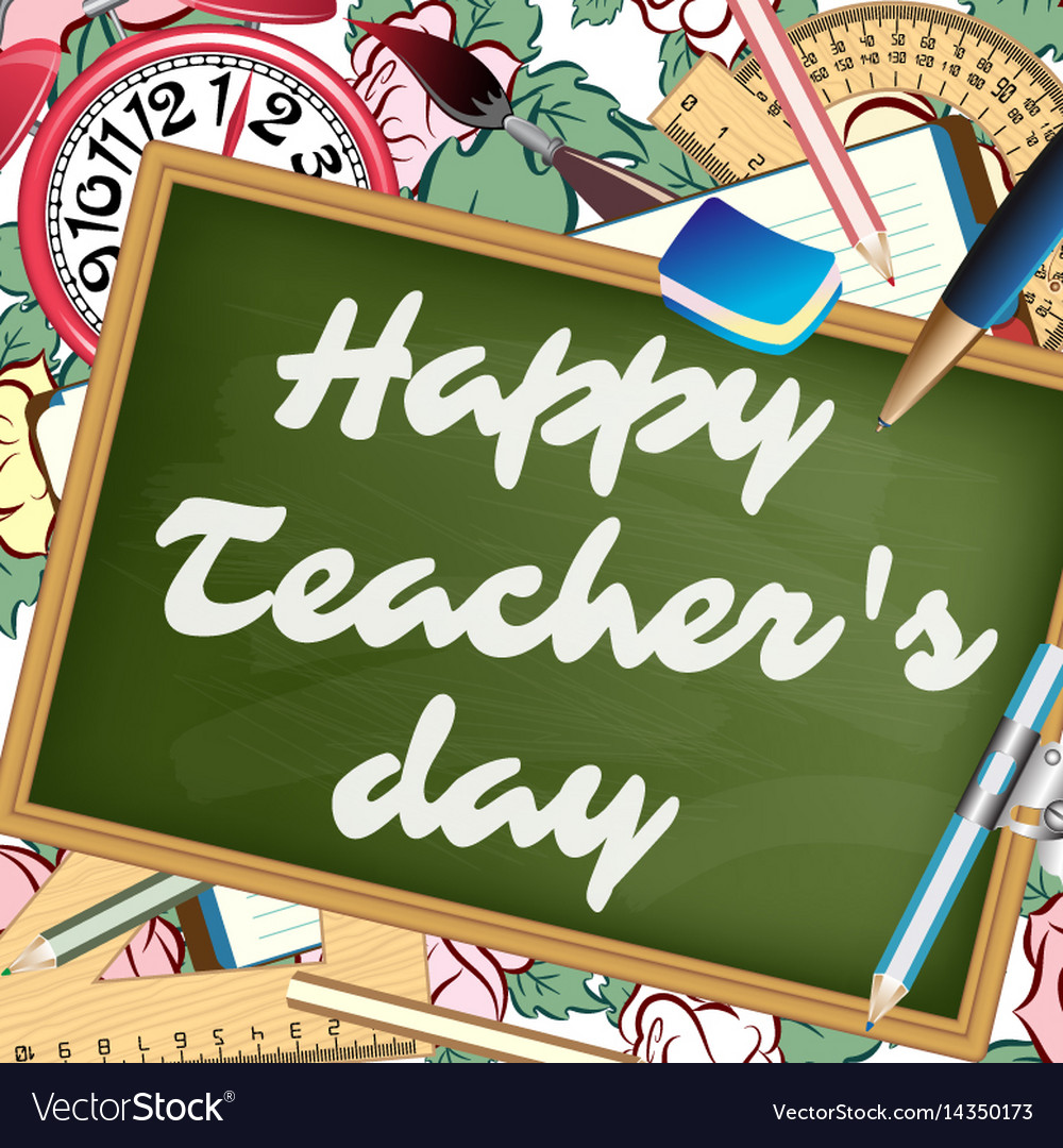 Happy teachers day greeting card Royalty Free Vector Image