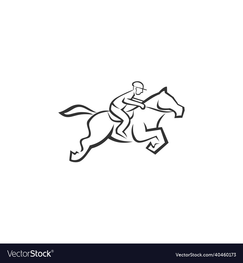 Jumping Horse With Jockey Template Icon Emblem Vector Image