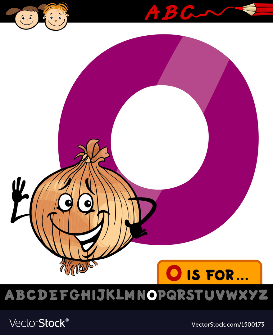 Letter o with onion cartoon Royalty Free Vector Image Letter o with onion cartoon Royalty Free Vector Image