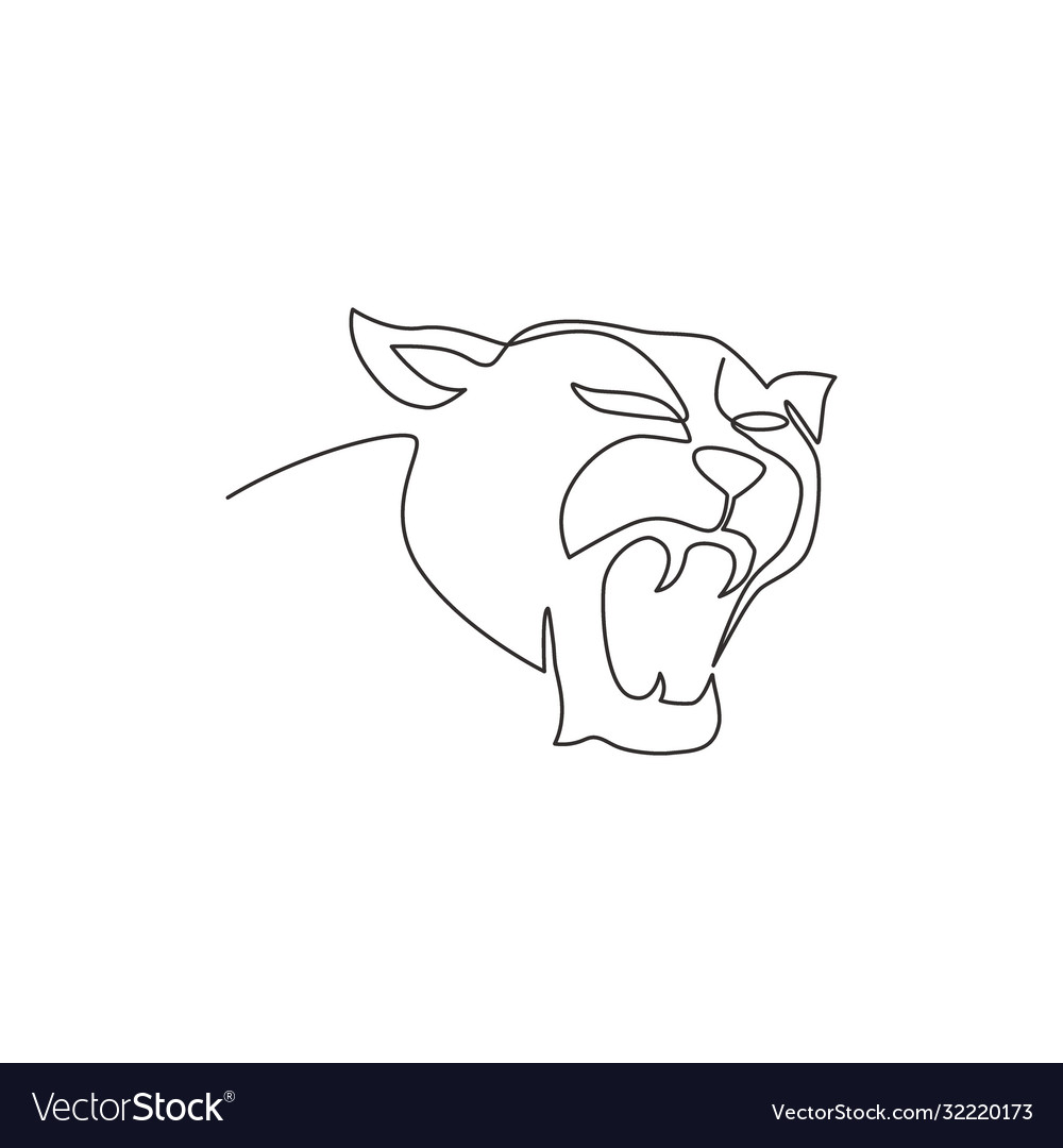 One continuous line drawing wild leopard head Vector Image