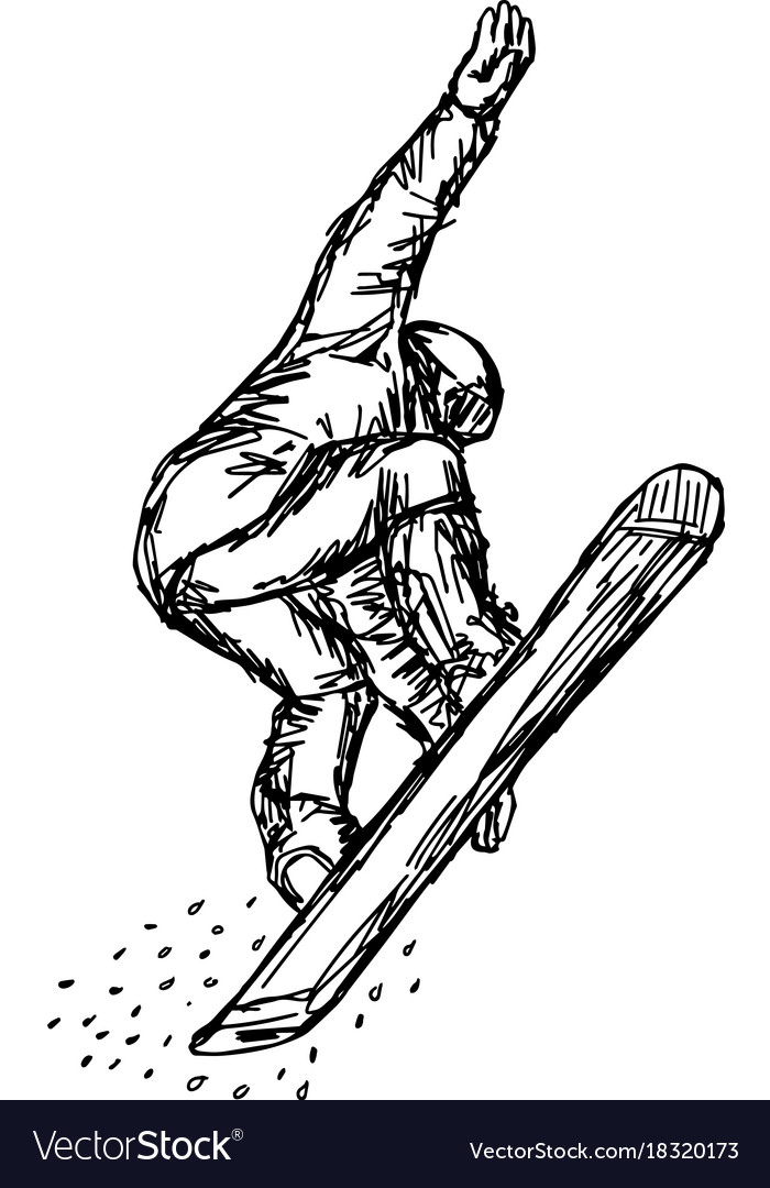 Snowboarding Freestyle Speed Line Drawing Sketch, Hand drawn Vector Outline  Artwork Stock Vector Image & Art - Alamy