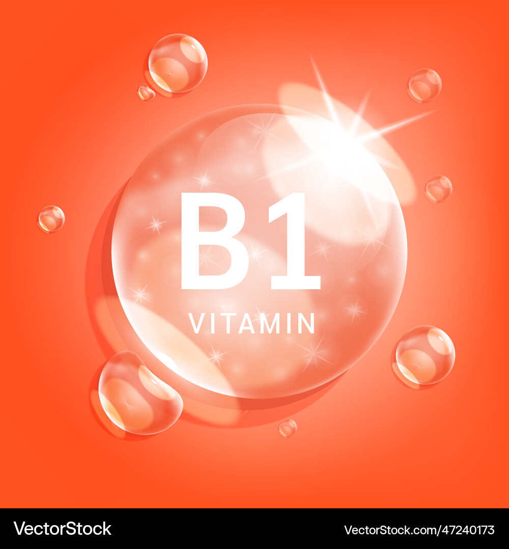 Vitamin b1 orange drop water Royalty Free Vector Image