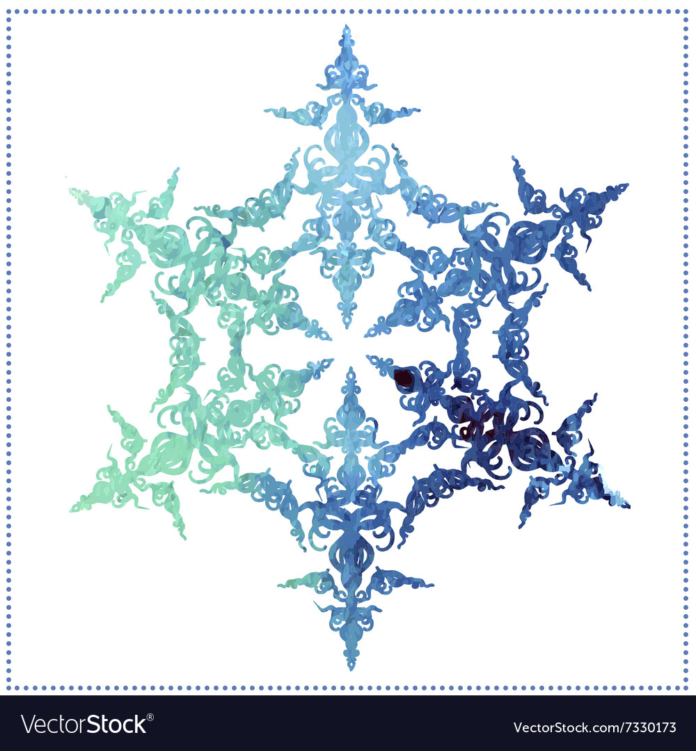 Watercolor beautiful snowflake on a white Vector Image