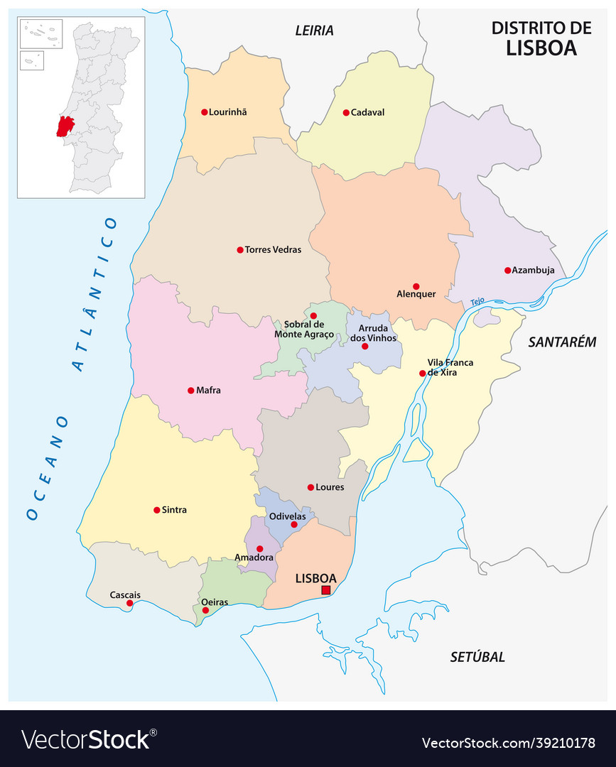 Premium Vector  Portugal map with districts vector illustration