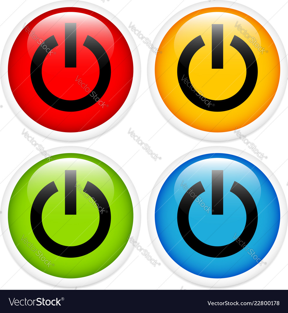 Glossy power button icon set Royalty Free Vector Image