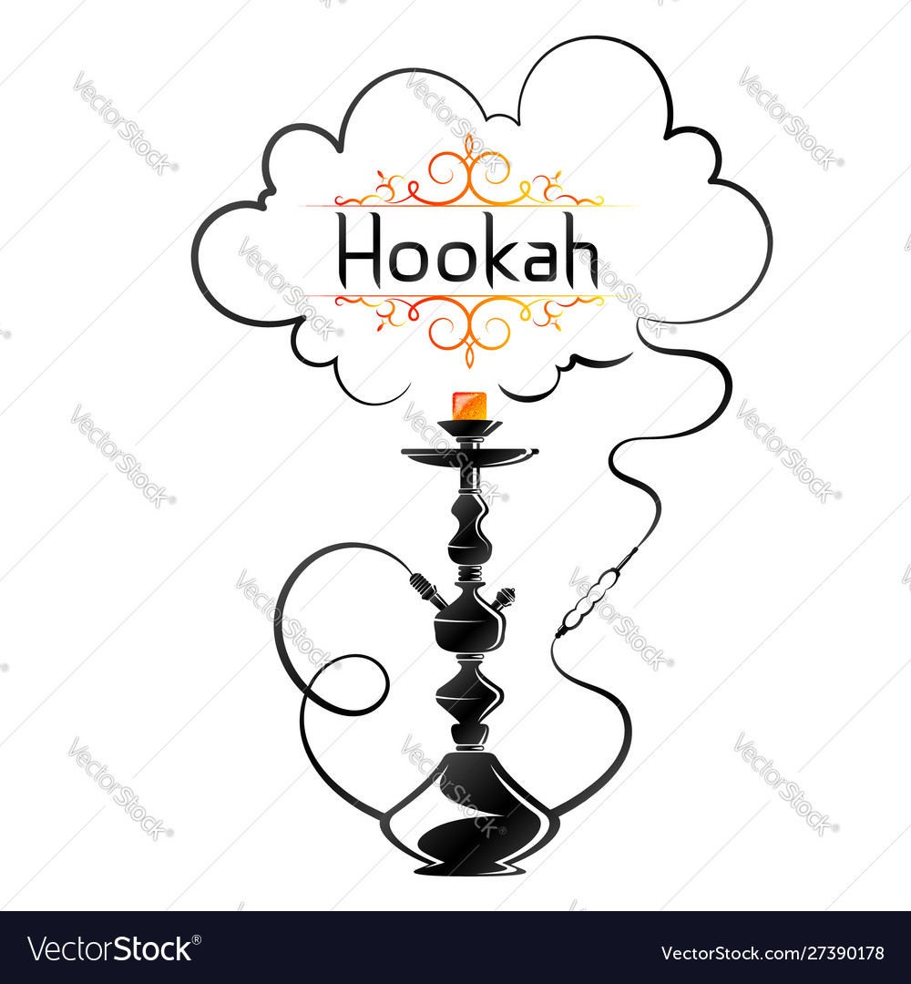 Hookah with a cloud smoke Royalty Free Vector Image