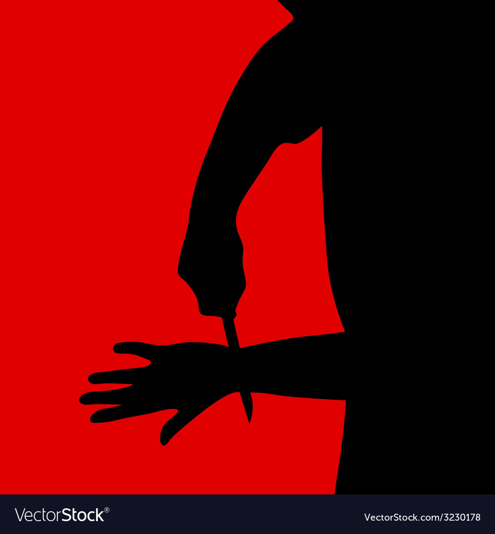 Man cuts veins Royalty Free Vector Image VectorStock