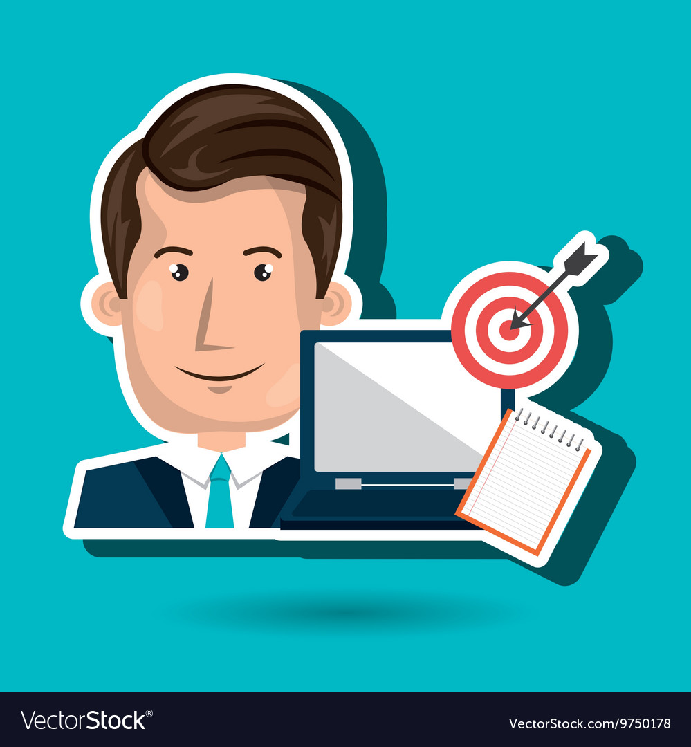 Man with computer isolated icon design Royalty Free Vector
