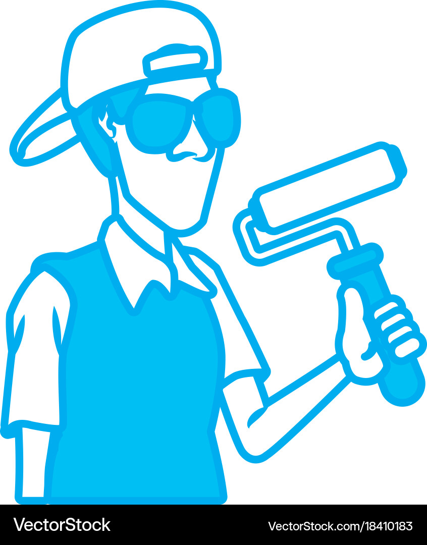 Cartoon painter with tool Royalty Free Vector Image