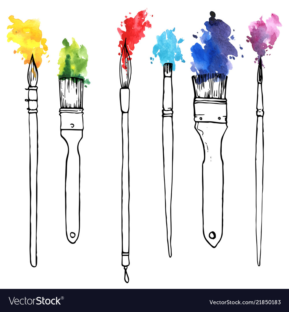 Premium Vector  Paint brushes for drawing, painting. paintbrushes