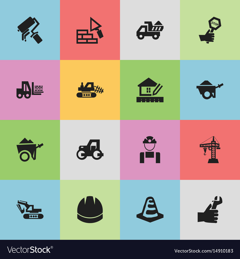 Set of 16 editable structure icons includes Vector Image