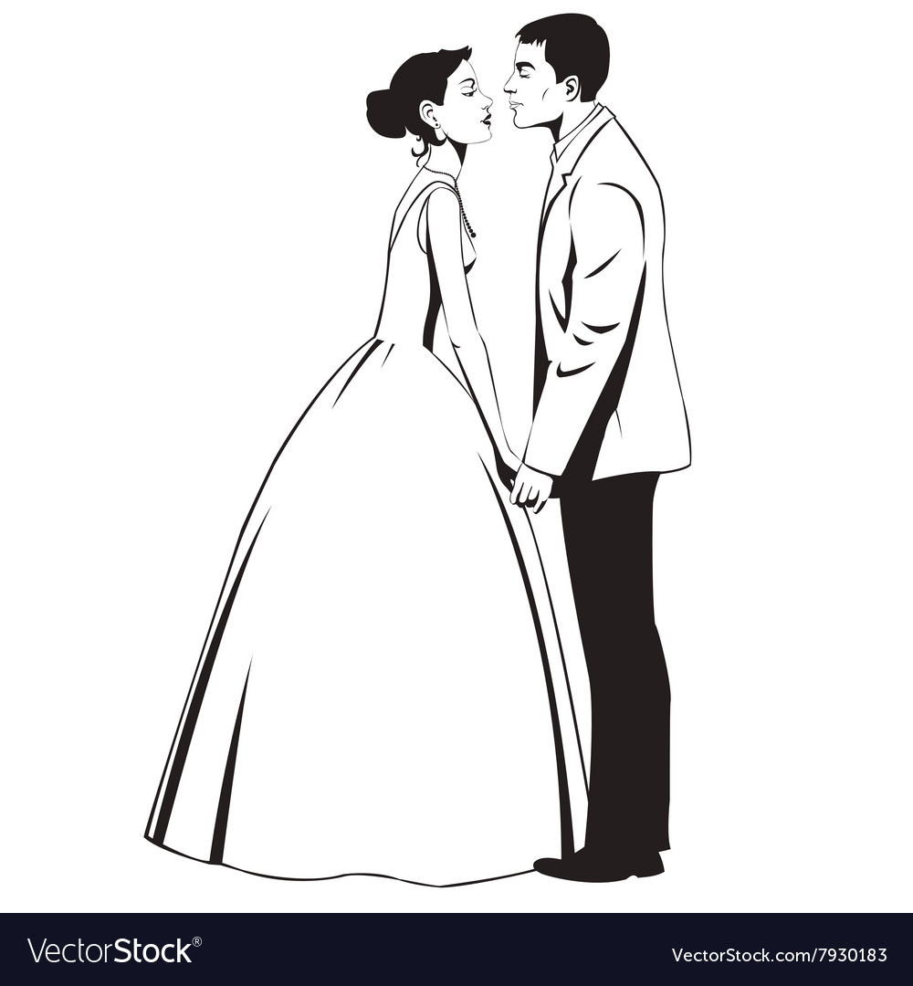 Wedding romantic couple sketches Royalty Free Vector Image