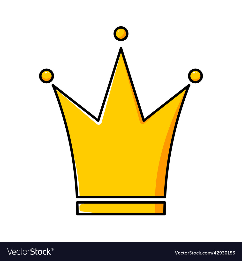 Yellow crown with black outline Royalty Free Vector Image