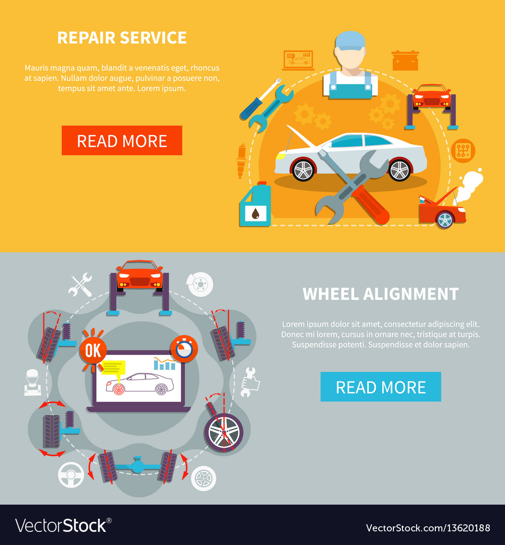 Auto Service Horizontal Banners Royalty Free Vector Image