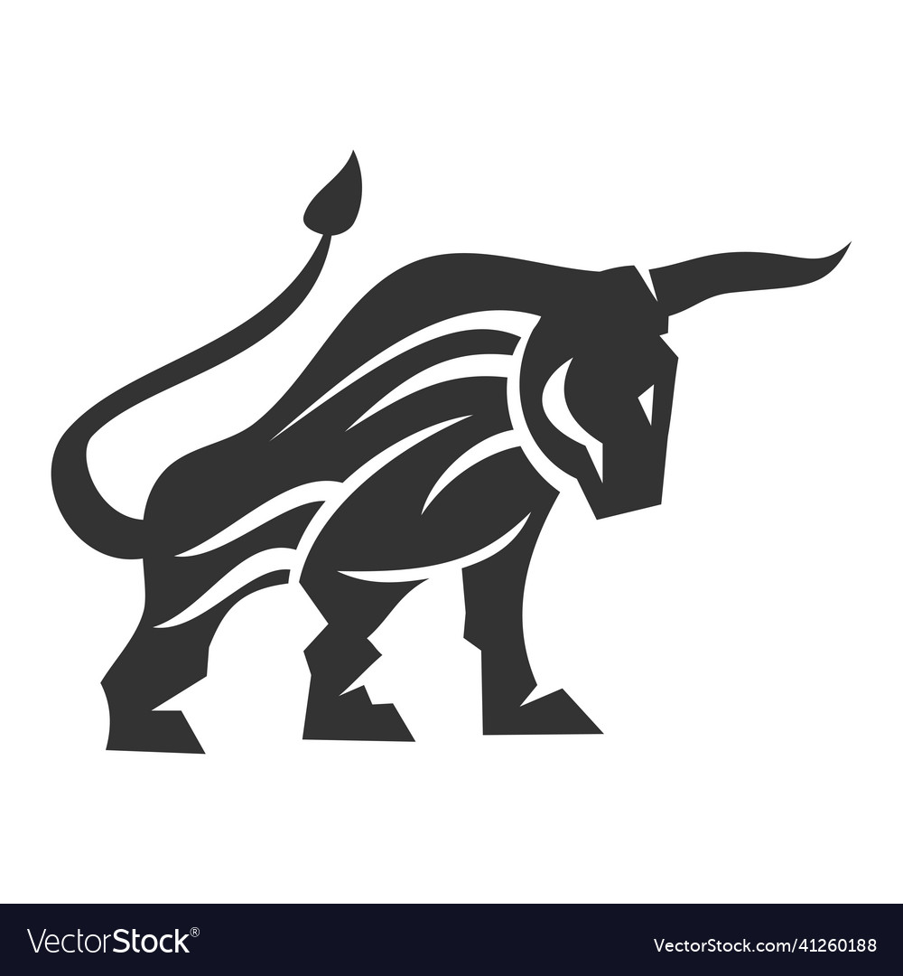 Bull standing power icon brand identity Royalty Free Vector