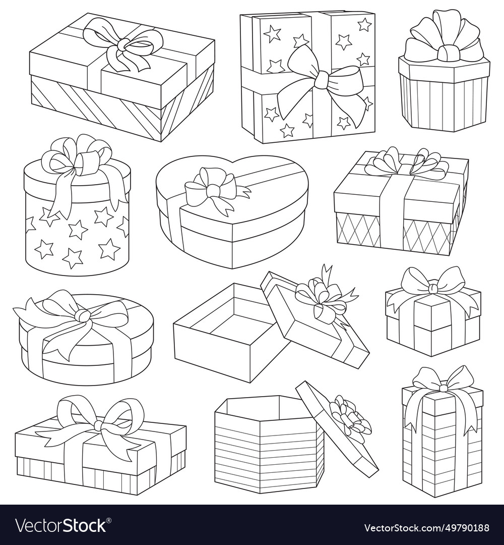 Different Gift Boxes With Ribbon Bow Set Vector Image