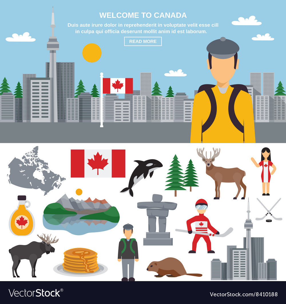 Flat icon set of Canada Royalty Free Vector Image