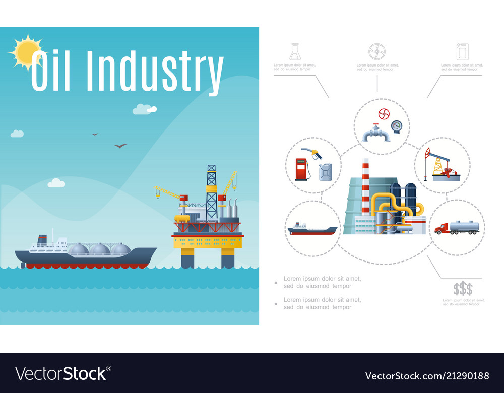 Flat oil industry composition Royalty Free Vector Image