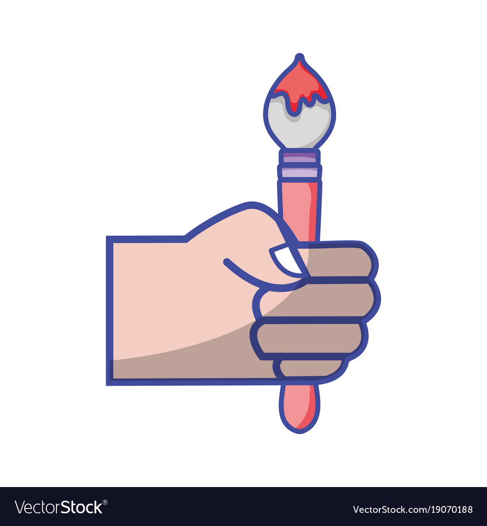 Hand with painbrush art tool design Royalty Free Vector