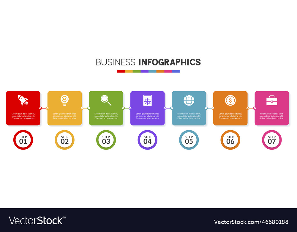 Infographics design template and icons with 7 Vector Image