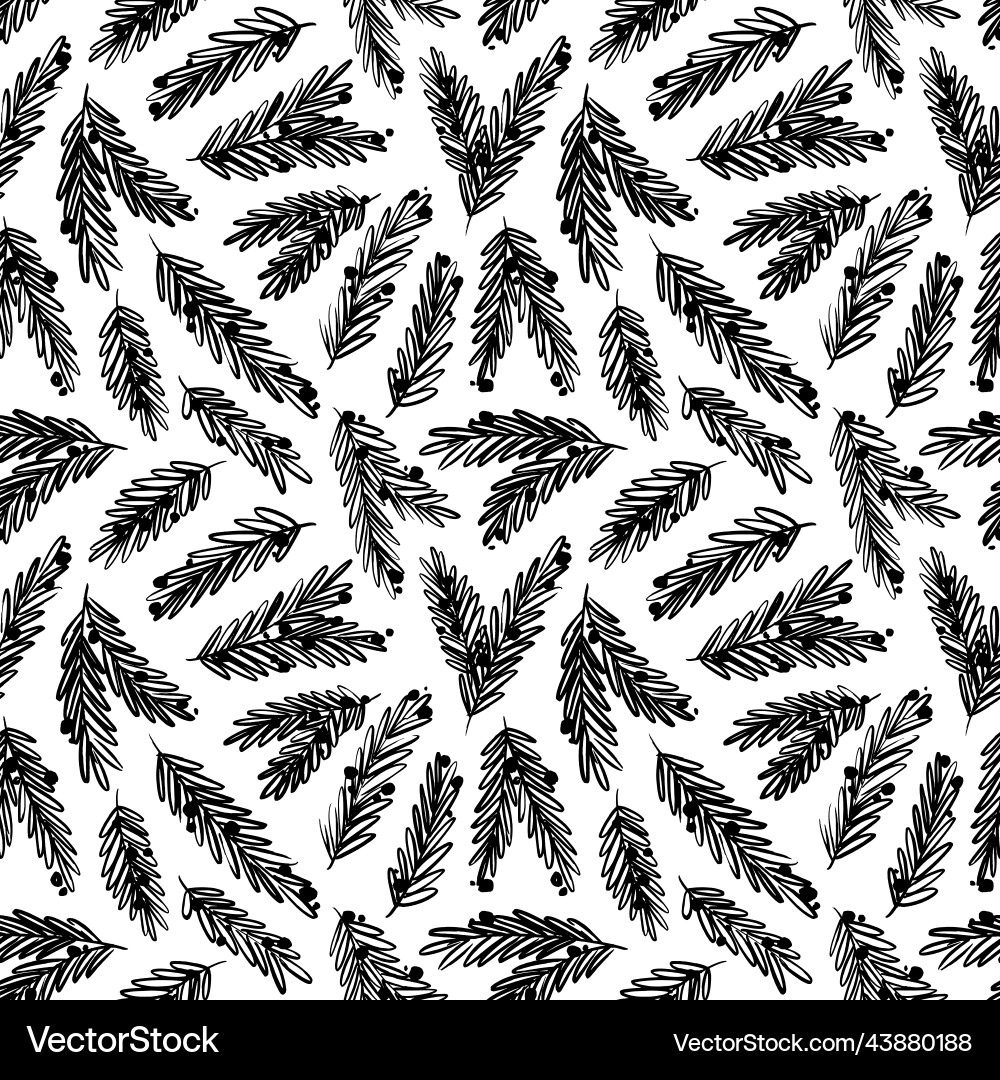 Seamless pattern with pine branches and balls Vector Image