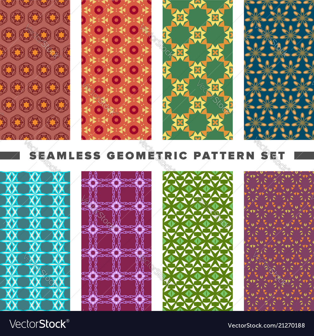 Set of seamless decorative geometric shapes Vector Image