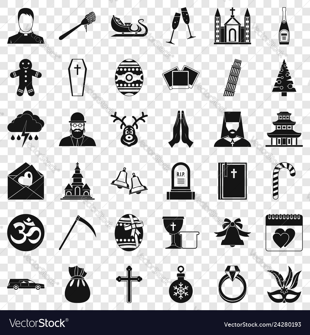 Bible icons set simple style Royalty Free Vector Image