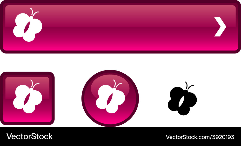 Butterfly button set Royalty Free Vector Image
