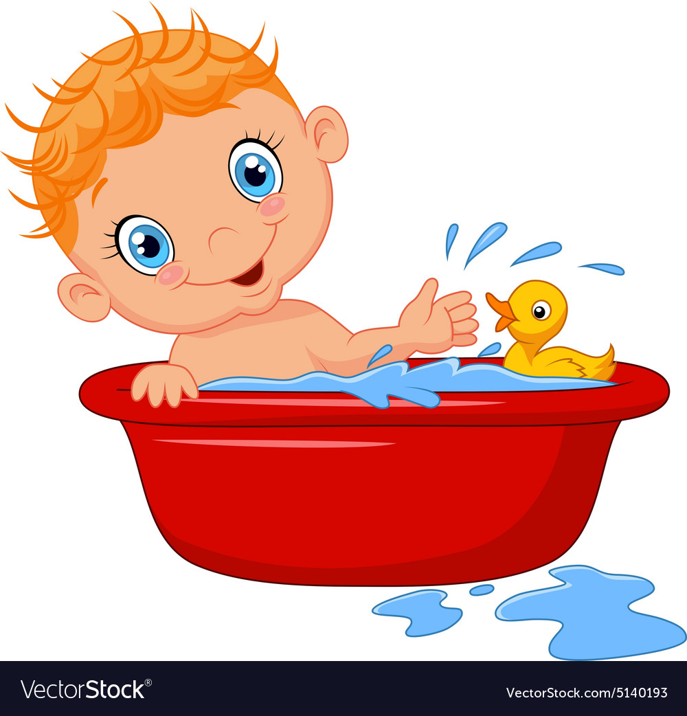 Cartoon bain a bubble bath splashing water Vector Image