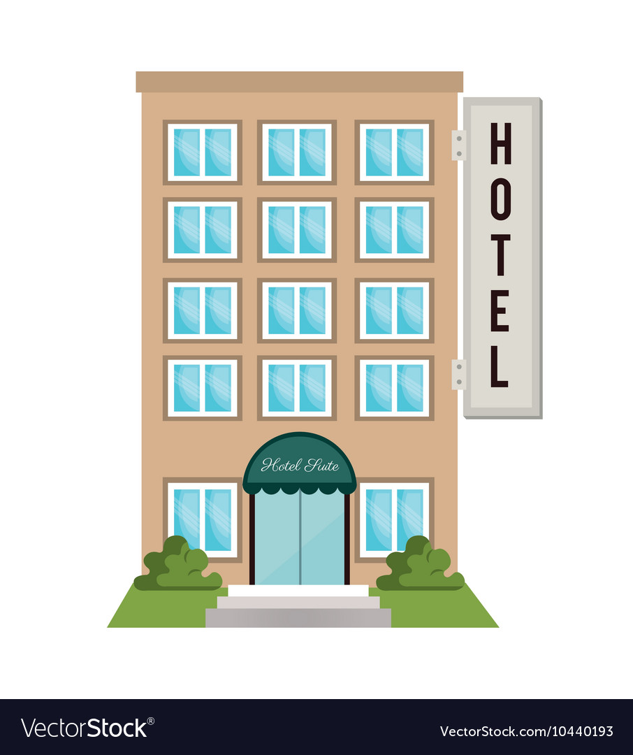 Hotel building place isolated icon Royalty Free Vector Image