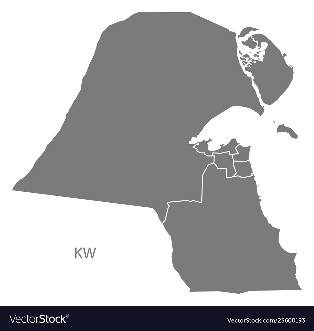 Kuwait governorates map grey Royalty Free Vector Image