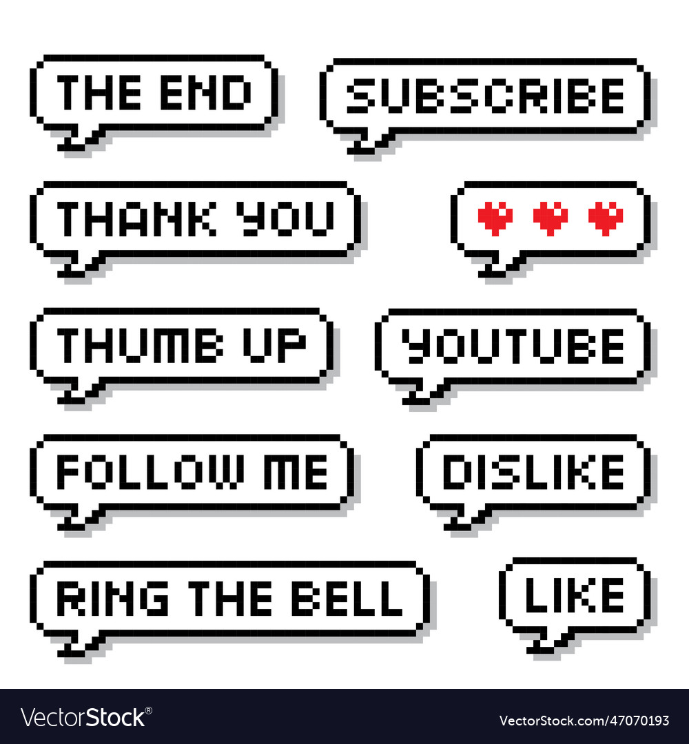 Pixel art 8-bit retro game style speech bubbles