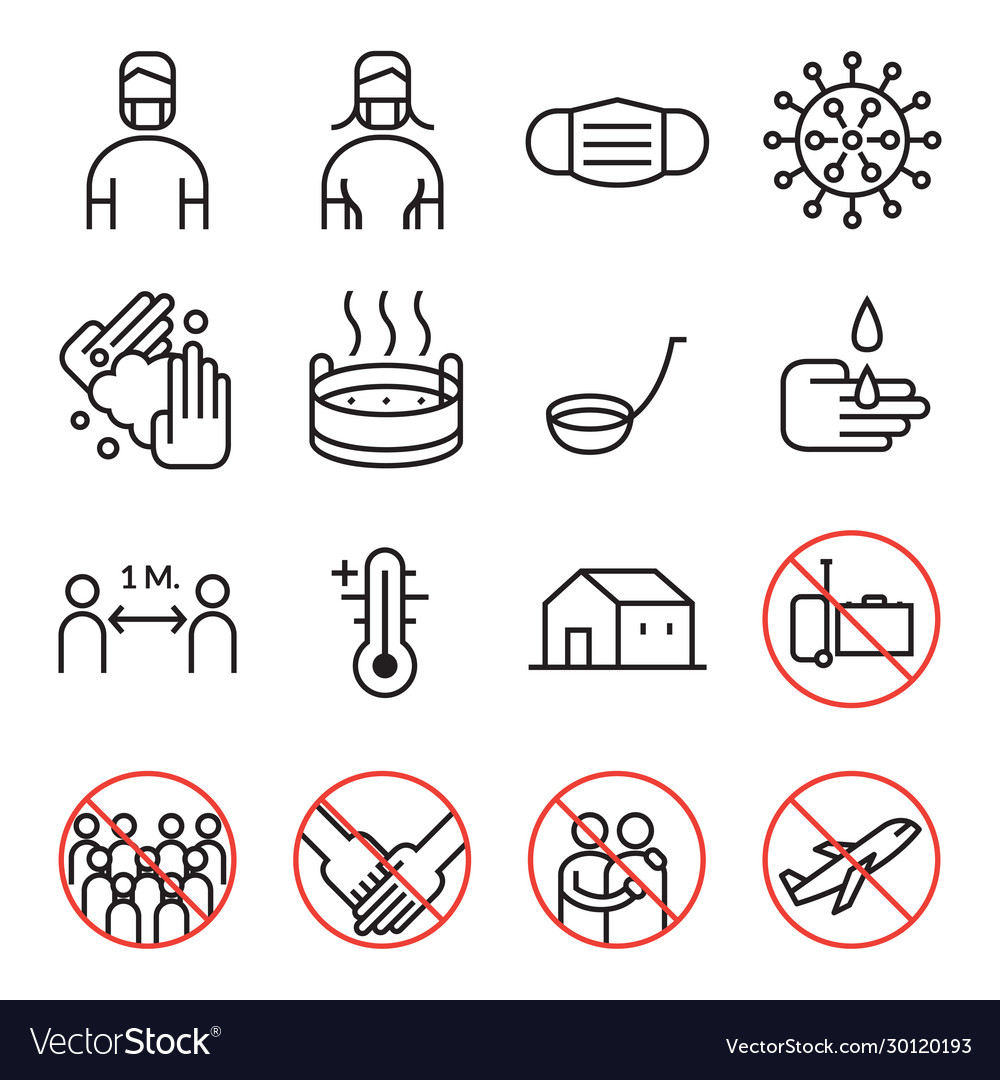 Prevention covid-19 line icons set