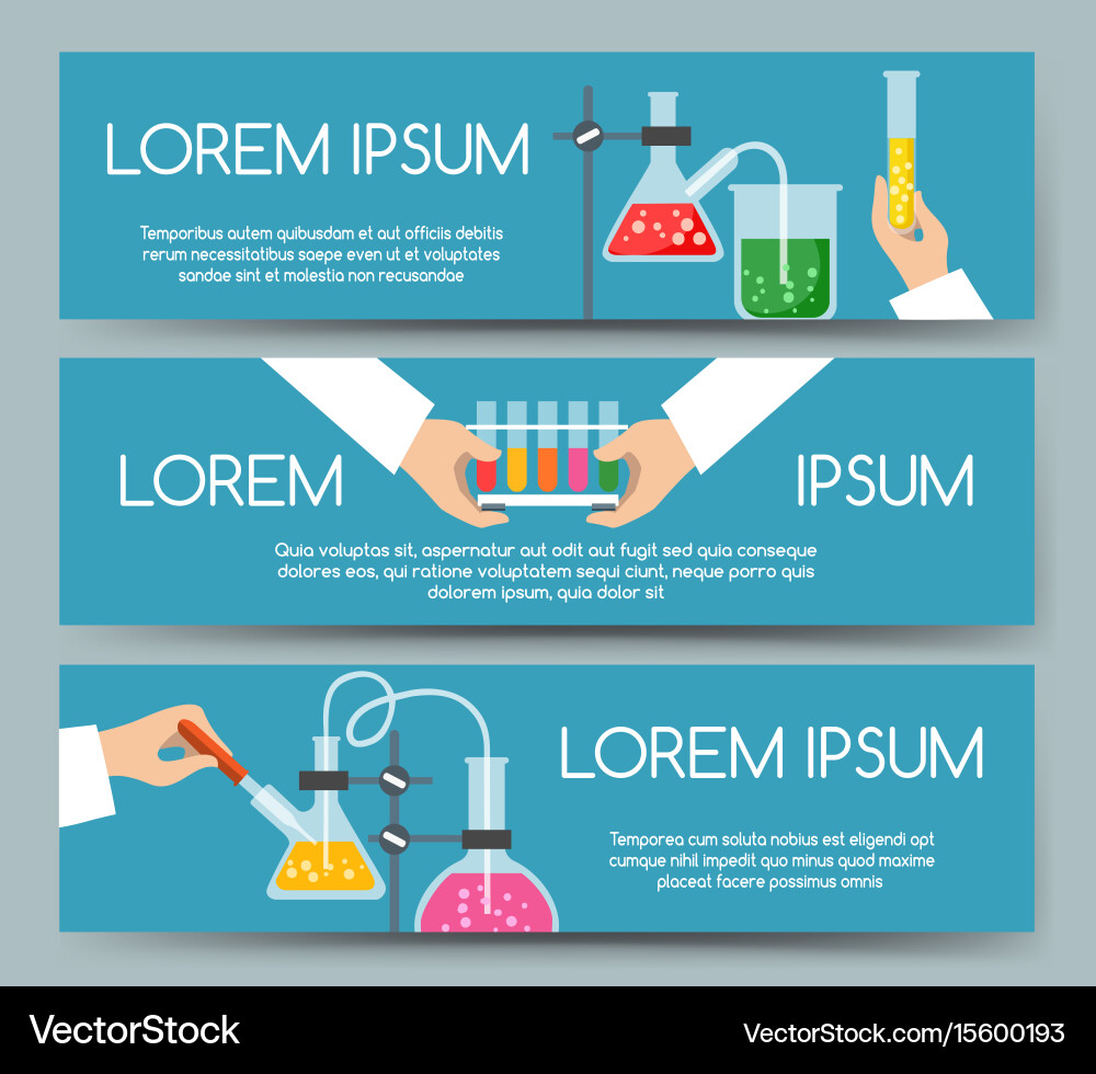 Scientist Chemical Laboratory Banner Set Vector Image