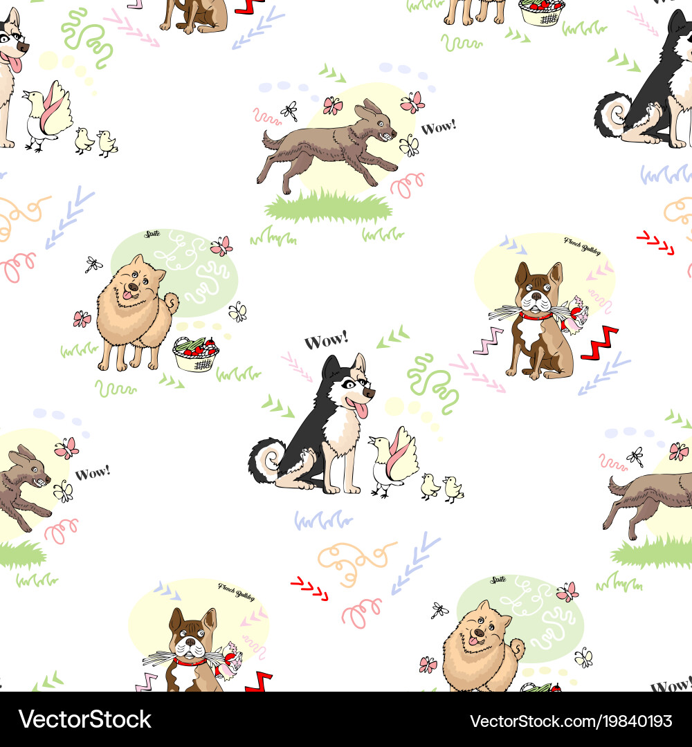 Seamless pattern with dogs Royalty Free Vector Image