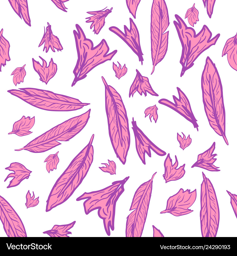 Seamless pattern with hand drawn feathers Vector Image