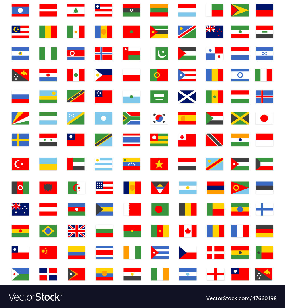 All world flags - set of rectangular icons Vector Image