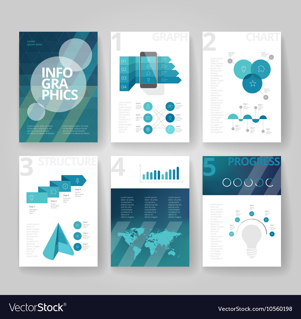 Infographics brochure blue Royalty Free Vector Image