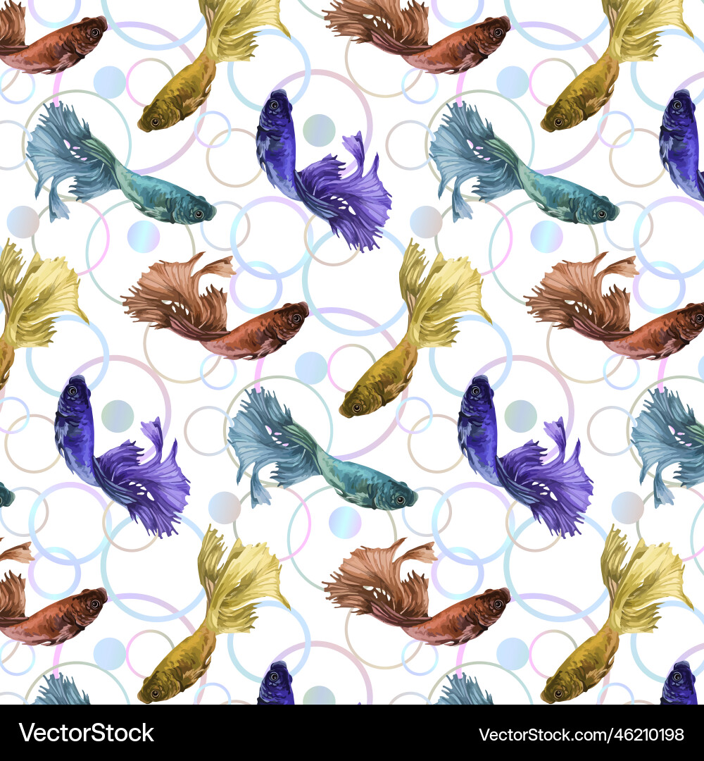 Multi-colored fishes in a pattern Royalty Free Vector Image