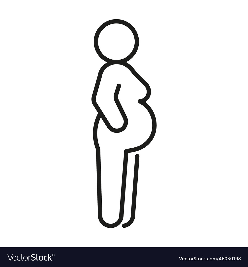 Pregnant woman with belly line icon prenatal Vector Image