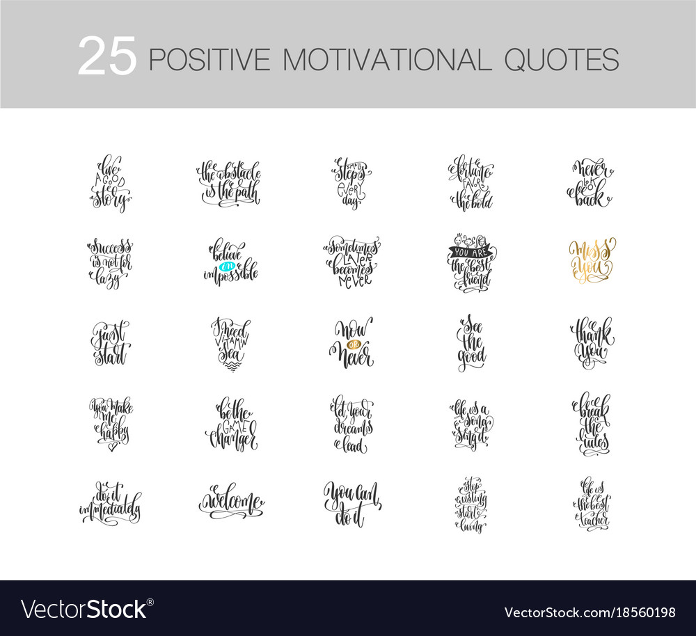 Set of 25 handwritten lettering inscriptions Vector Image