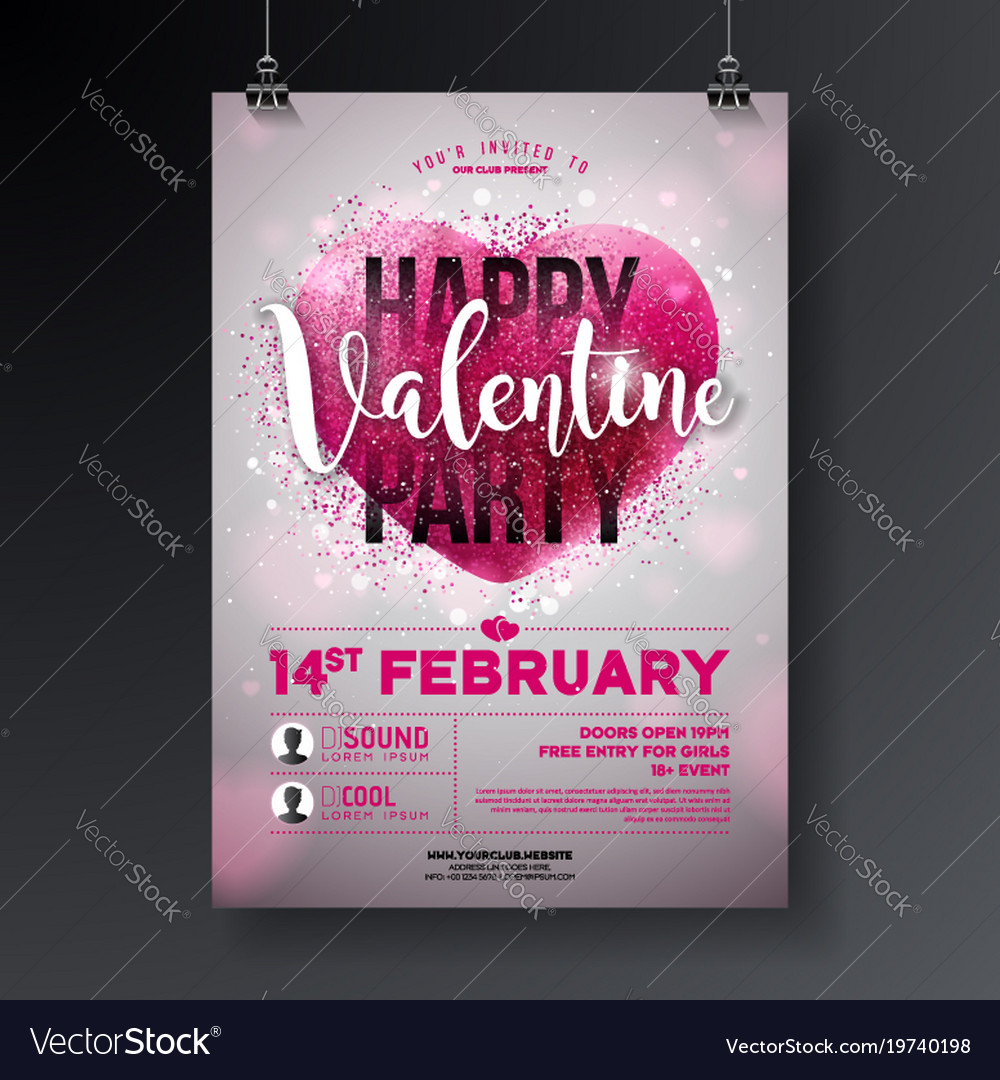valentines day party flyer with royalty free vector image