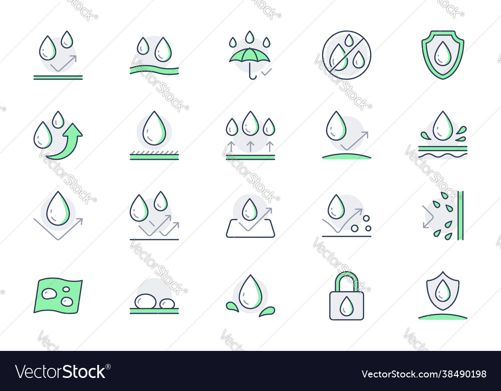 Waterproof line icons include Royalty Free Vector Image