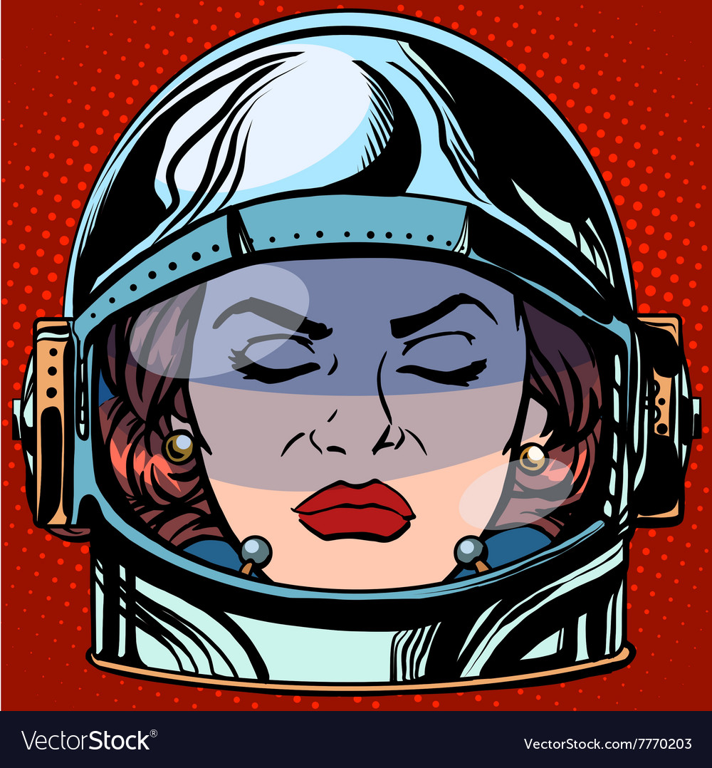 Emoticon anger Emoji face woman astronaut retro Vector Image