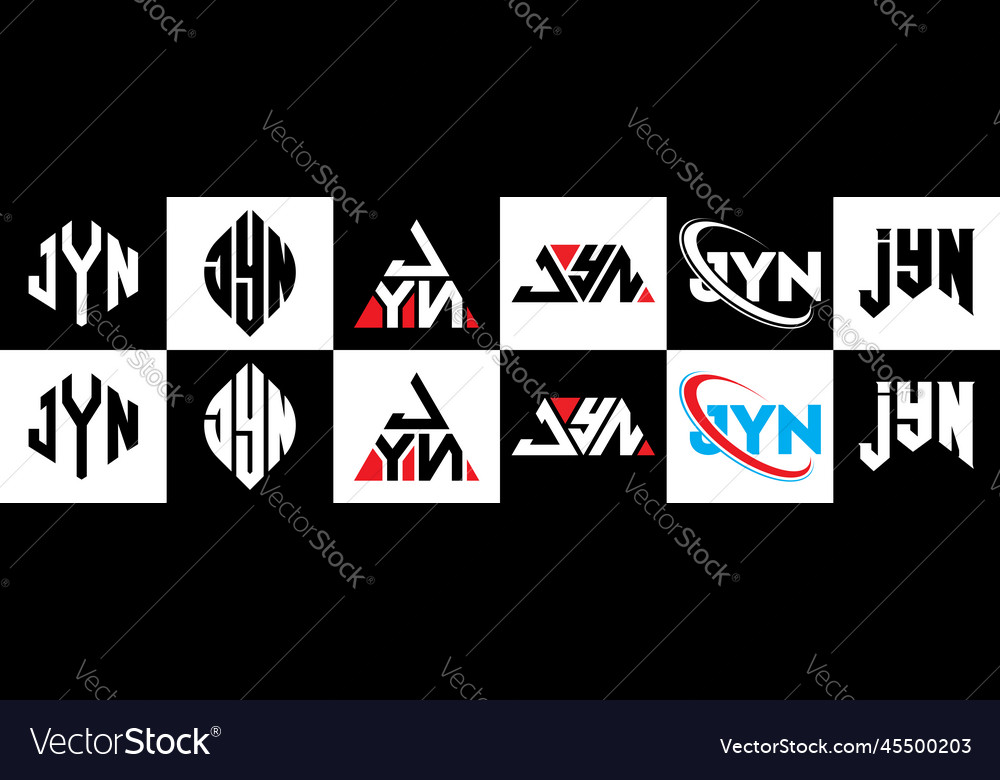 Jyn letter logo design in six style polygon Vector Image