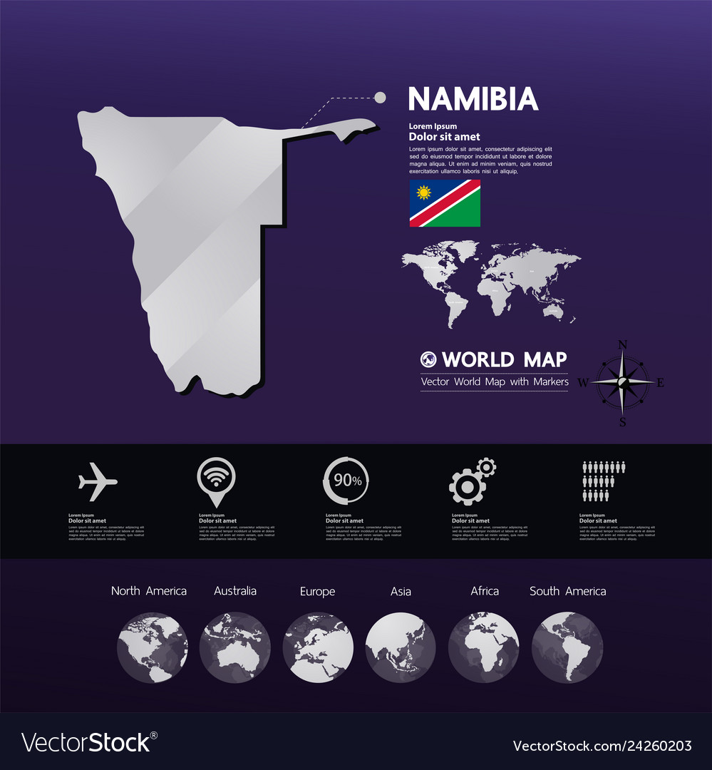 Namibia map Royalty Free Vector Image - VectorStock