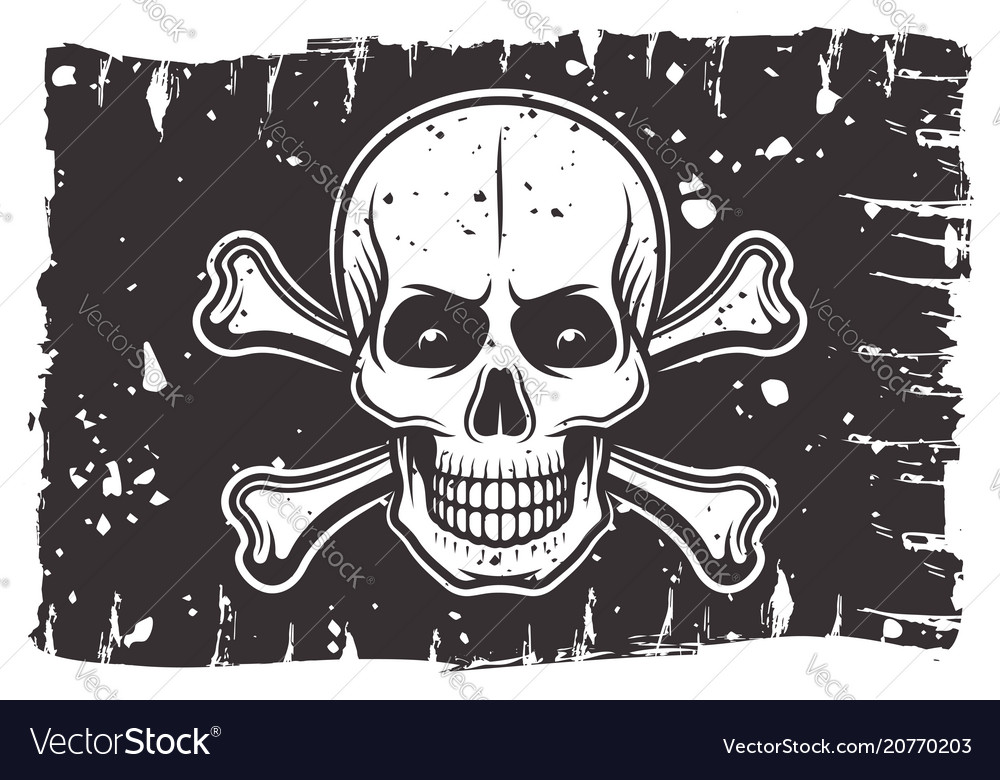 Pirates Black Flag With Skull And Crossbones Vector Image