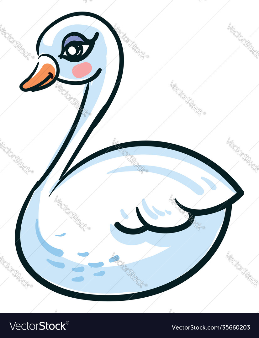 Swan with pretty eyes on white background Vector Image